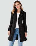 Damski lekki trencz Slim Fit z klasycznym kołnierzem z klapami